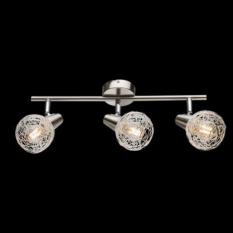 Lampadario moderno a plafoniera faretto led spot luce orientabile E14 camera da letto salotto alluminio spazzolato (1/2)