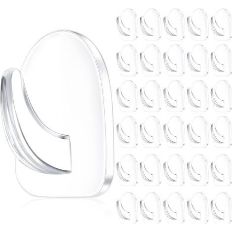 30 Pièces Support Mural Adhésif Transparent pour Suspension, Crochets sans Couture Réutilisables Transparents Petits Cintres Collants (1/5)