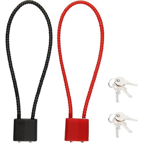 Pack de 2 serrures en fil lourds avec clés, serrures en câble flexible noir et rouge, chaîne longue 17cm pour verrouillage sécurisé sur les vélos (1/5)