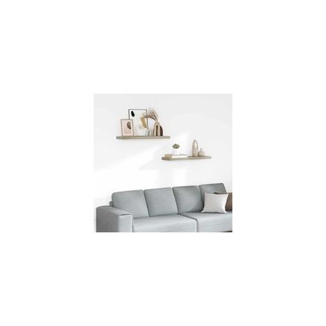 Schweberegale, 2er-Set, Eichenoptik, 80 x 23,5 x 3,8 cm, MDF-Crezuo