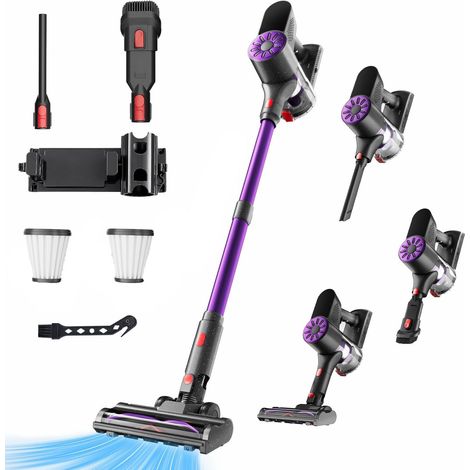 Aspirateur Balai sans Fil,45 KPa/45 Mins Aspirateur sans Fil Puissant,Brosse Anti-Enchevêtrement,Support Mural Rechargeable,2 filtres,6-in-1 Aspirateur Balai de Batterie pour Cheveux/Tapis/Sols Durs (1/5)