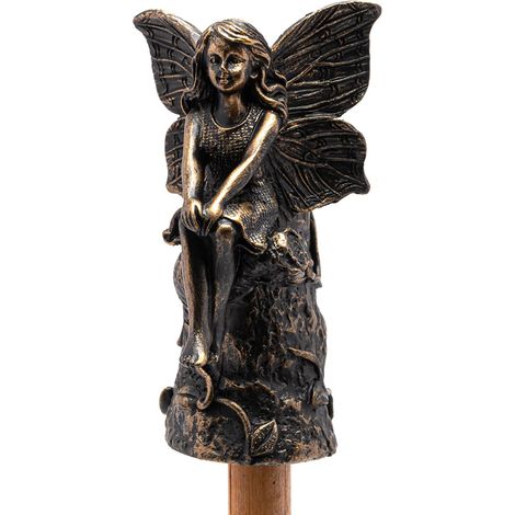 Fairy Sitting On Tree Stump Stake or Cane Topper - L4.5 x W5 x H8.5 cm