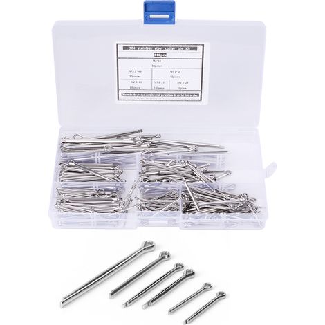 Assortiment de 340 goupilles fendues en acier inoxydable 304, fournitures industrielles de fixation (1/5)