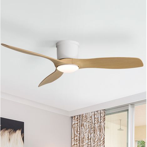 Ventilador de techo de 132 cm con luz LED, mando a distancia, motor DC reversible, 6 velocidades, color natural. (1/5)