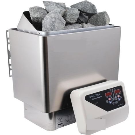 Poêle de sauna Poêle de sauna électrique, Réchauffeur de Sauna fixé au mur d'acier inoxydable de 4.5kw avec la télécommande, contrôle interne d'affichage numérique Chauffe-sauna pour bain de vapeur (1/4)