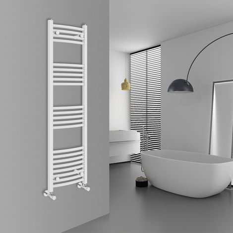 WarmeHaus Curved White Bathroom Ladder Radiator 1400x400mm (1/5)