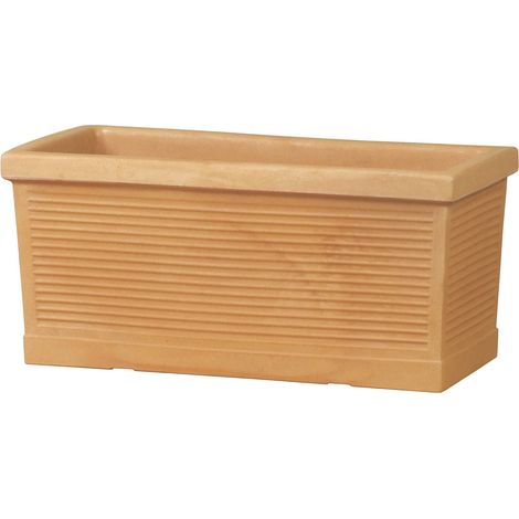 Vaso rettangolare ''Cassetta Millerighe Classic'' in plastica da esterno per fiori e piante. -60 cm / Antracite (1/3)