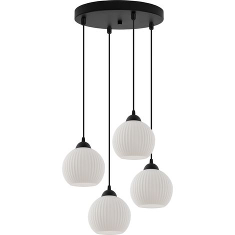 LAMPADA A SOSPENSIONE RIFFLE NERA 4 PARALUME BIANCO PIATTO SFERA E27 (1/5)