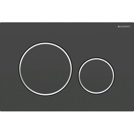 Geberit Sigma20 flush plate for dual flush: matt black lacquered, easy-clean coating, glossy chrome (115.882.14.1) (1/4)