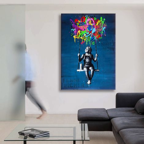 Kids Graffiti - Tableau Canvas contemporain sur châssis en bois - Dimension : 50x70 cm (1/4)