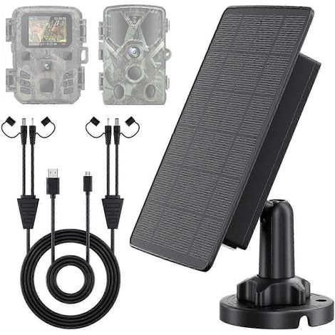 Panneau solaire pour caméra de chasse avec batterie 5000 mAh, double sortie 12 V/6 V, étanche IP66, pour la chasse et l'observation de la faune sauvage. (1/4)