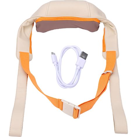 Appareil de massage pour la nuque et les épaules avec fonction chauffante, sans fil, pour le dos, massage Shiatsu 4D par pétrissage en profondeur, portable et rechargeable, idéal pour le bureau, la ma (1/5)