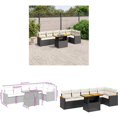 Salon de jardin 7 pcs avec coussins noir résine tressée - Ensemble Salon De Jardin - Meuble Extérieur - Jardin Design - Mobilier Résistant Aux Intempéries - Chaise Lounge - Home & Living (1/3)