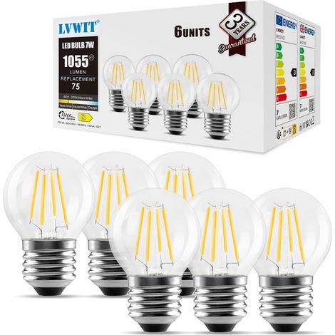 6 - Ampoule LED E27 - Filament G45 - 1055 Lumen Blanc Chaud 2700K - Équivalent 75W Non Dimmable Pour Lustre Suspension Intérieur (1/5)