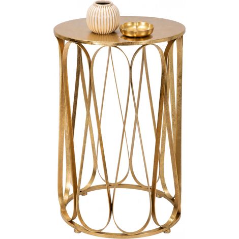 Tavolino da Salotto Danoba, Portaoggetti, Forma Rotondo, Colore Ripiano oro, 37x37x58h cm oro