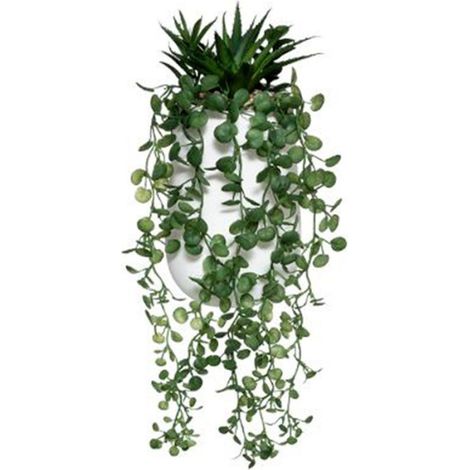 Plante Artificielle en Pot "Compo" 33cm Blanc & Vert (1/2)