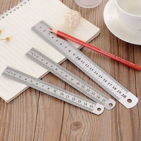 3 Pcs Réglet 10cm 20cm 30cm Outil Règle pour Étudiants et Bureau (Règle en acier inoxydable) (1/4)