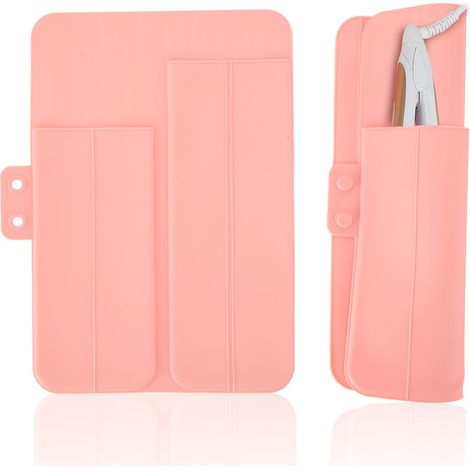 Tapis résistant à la chaleur pour fer à boucler, pochette antidérapante à rayures pour fer à lisser, pochette isolante en silicone pour fer à lisser (1/5)
