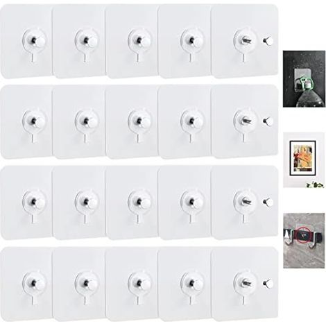 20 Pièces Autocollants à vis Autocollants Crochets Pour Peintures Décoratives, Photos, mur Suspendu non Perçage, vis sans Couture, Kit étanche à l'huile résistant à l'huile Pour la Maison (1/4)