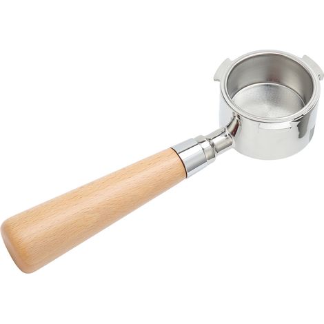 Porte-filtre sans fond à 3 oreilles pour machine à café Delonghi, poignée en hêtre, 54 mm (1/5)