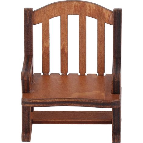 Fauteuil à bascule miniature 1:12 en bois composite pour maison de poupée, dimensions 65x57x55mm, haute simulation (1/5)