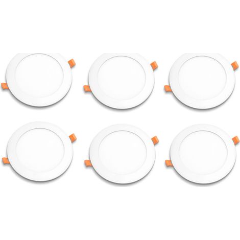 6 weiße, runde LED-Einbaustrahler, 22 cm LED-Spot, 18 W, Kaltlicht (1/5)