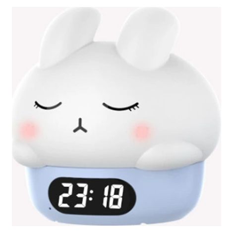 Réveil lapin, veilleuse à cliquet, lampe en silicone rechargeable avec affichage de la température, idéale pour la chambre, veilleuse programmable. (1/5)