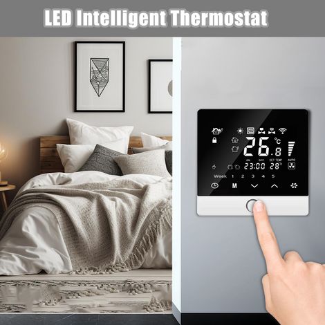 Eosnow WiFi Smart Thermostat 5+2 programmierbar, energiesparend, 3 A, Wasserheizung, Tuya, Sprachsteuerung, LCD-Display, Temperaturregler, digital, mit Kindersicherungsfunktion, kompatibel mit Alexa u