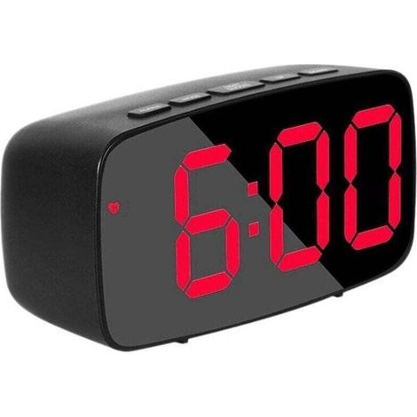 Réveil numérique intelligent de chevet, horloge de voyage USB à LED rouge avec affichage de la date et de la température au format 12/24 heures et fonction snooze pour la chambre, noir (1/4)