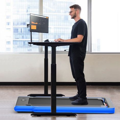 Tapis de Course Pliable 0,75HP Double Affichage LED APP et Télécommande Vitesse Motorisé 12 km/h Surface 40x100cm Bleu (1/5)