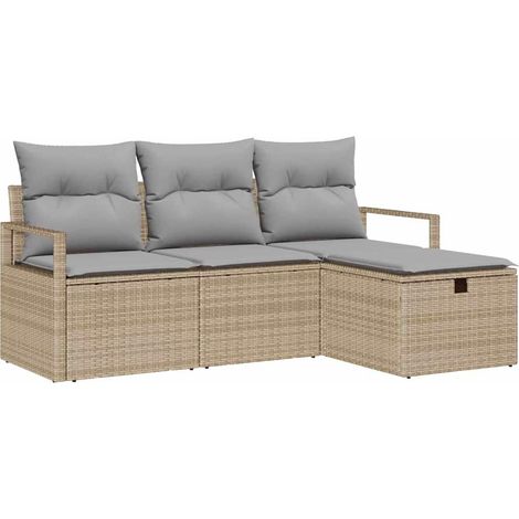 Maison Exclusive - Sofa Set mit Kissen 4 pcs Beige und Hellgrau P