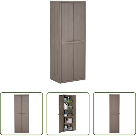vidaXL Étagères -  Armoire de rangement jardin Marron 65x45x172 cm PP Aspect bois (1/5)
