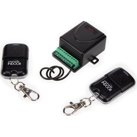 Unitronic Set de Control Wireless Remote de 2 Canali: 2 Trasmettitori e 1 Ricevitore, 433,92 MHz, efficienza energetica, ideale per una facile automazione domestica