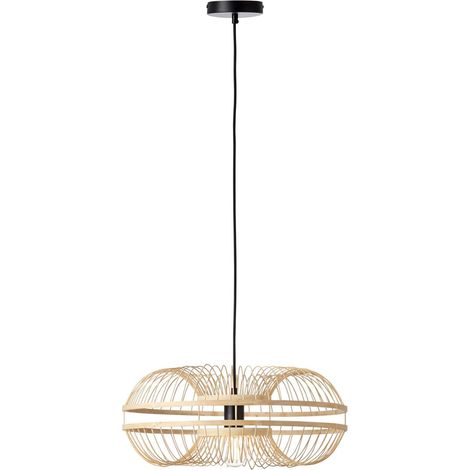 BRILLIANT Busan Pendelleuchte 48cm schwarz/natur Innenleuchten,Pendelleuchten 1x A60, E27, 40W, geeignet für Normallampen (nicht enthalten) In der Höhe einstellbar / Kabel kürzbar (1/4)