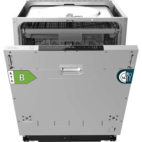 Cecotec Lavavajillas Integrable 60cm Bolero Aguazero 8001 Full BI B. 14 Cubiertos, 8 Programas, Bajo Consumo, Motor Inverter Plus, 3º Bandeja, Control Táctil, O2 Dry, Filtro Antibacteriano