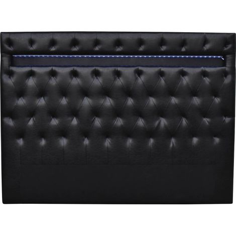 Testiera con LED "Déco" - Per letto 140 x 190 cm - Nero (1/3)