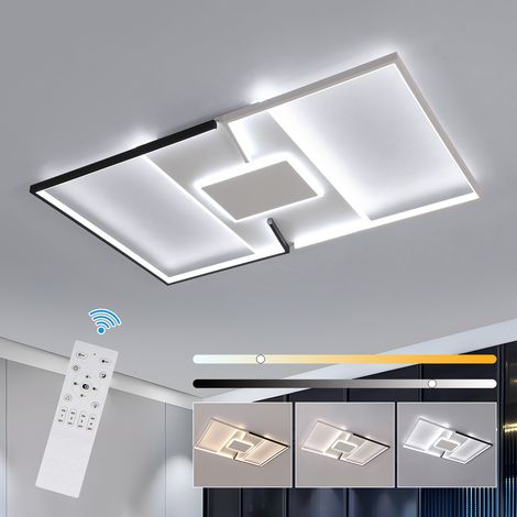 COMELY Plafoniera LED rettangolare con telecomando dimmerabile, 97x60 cm, 44W, bianco e nero, regolabile da bianco caldo a bianco freddo, per soggiorno, camera da letto, soffitto moderno per ufficio (1/5)