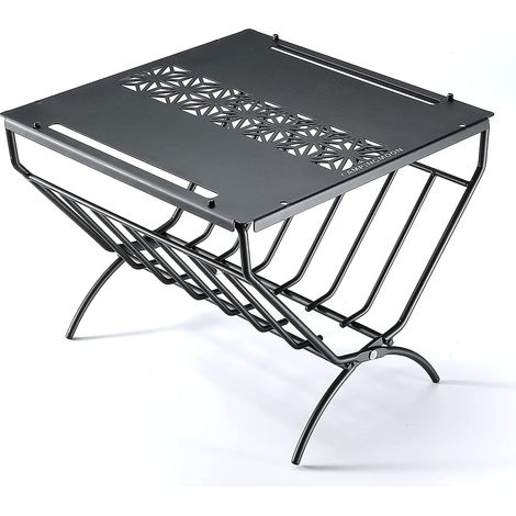 Petit porte-bûches décoratif en acier pour intérieur et extérieur (T-285A) (1/5)
