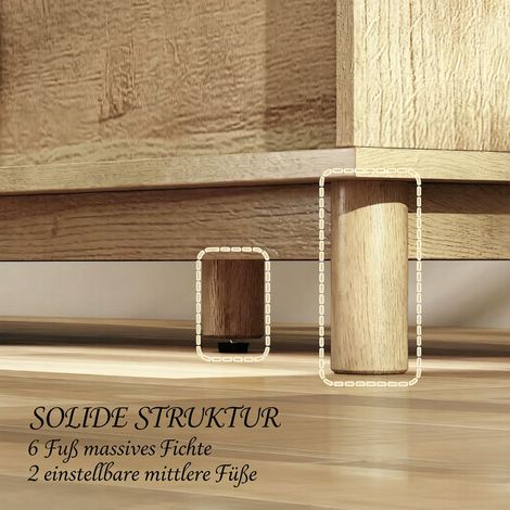 Meuble TV avec niches ouvertes et double portes, élégant meuble bas pour télévision, grand rangement, armoire sous téléviseur (meuble seul) (1/5)