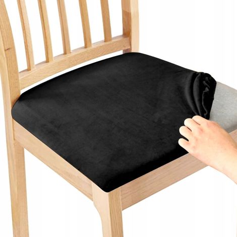 SITZBEZUG 40x40cm SCHWARZER ELASTISCHER VELOUR [26O1]