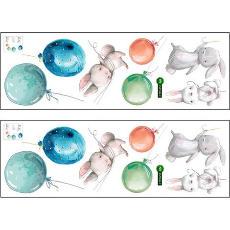 Lot de 2 stickers muraux lapins Toyvian en PVC adhésif (1/5)