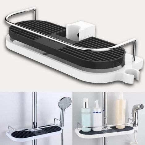 Etagère Murale Salle de bain Douche Réglable Convient A Poteaux 22/24/25mm 32X12.5CM (1/3)
