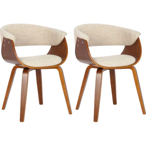 2er Set Esszimmerstuhle Bruce Stoff walnuss/creme