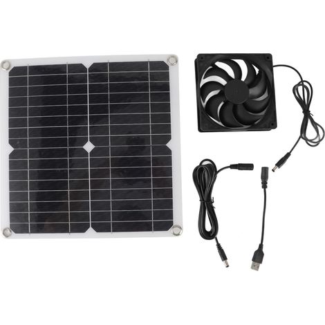 Ventilateur Solaire Portable 12W pour Voiture, Camping-Car et Maison - Kit Ventilation Écologique