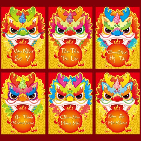 Vietnamesischer roter Umschlag 2024, Jahr des Drachen - Neues kreatives Design (VNK323) (1/2)