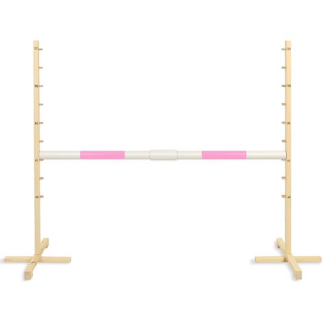 Obstáculo de salto para caballito de juguete de 160 cm, altura 120 cm, viga rosa claro