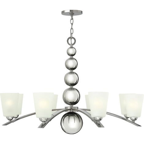 Lampadario lampada sospensione plafoniera acciaio vetro nichel D 96,5 cm lampada sala da pranzo