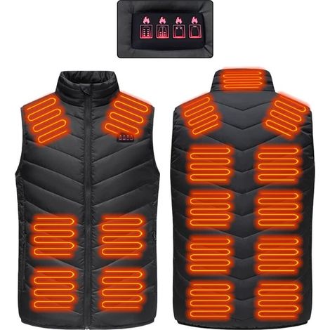 Gilet Chauffant Léger pour Hommes, Gilet Chauffant électrique Rechargeable Intelligent, Gilet Chauffant électrique Unisexe étanche à L'eau (XXL) La taille est petite (1/5)