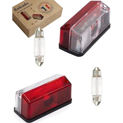 Set of 2 Side Marker Lights Red/White 90 x 41 mm Trailer Camper Caravan (1/5)
