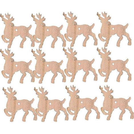 12 décorations de Noël à suspendre au sapin : cœur, renne, ange, en bois, à monter soi-même. (1/5)